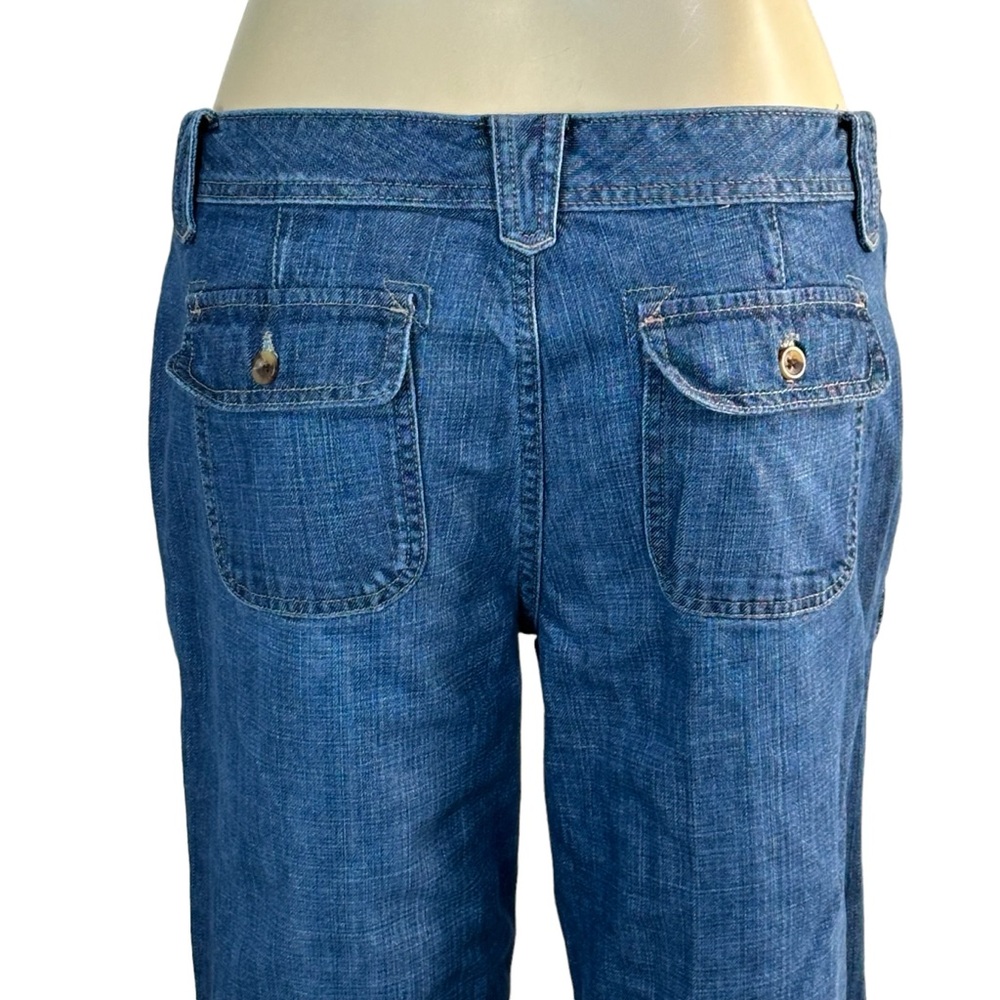 Eddie Bauer Blue Denim Trousers with Button-Flap Back Pockets